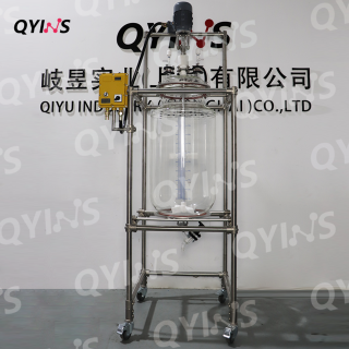 防爆桶型分液器 单层玻璃反应釜推进式搅拌桨 100L200L300L
