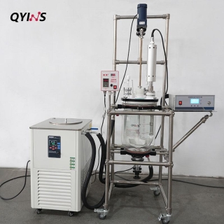 超声波双层玻璃反应釜 配控温反应浴 10L、20L、30L、50L